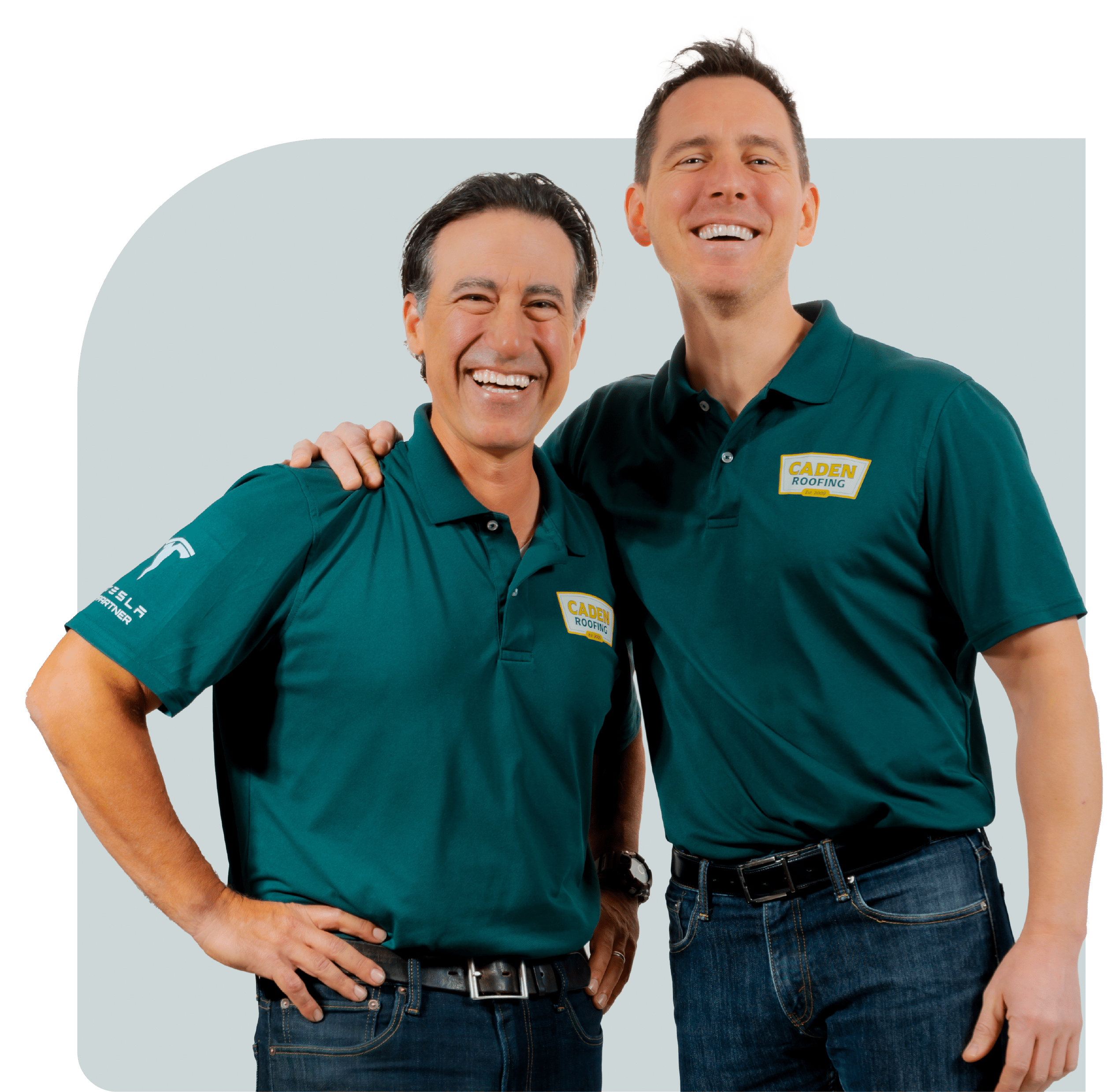 Fareed Tulbah, owner of Caden Roofing in Austin, with a Caden Roof Advisor
